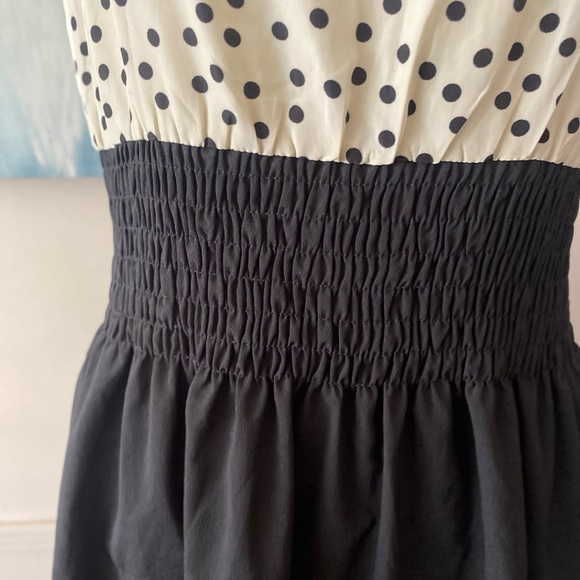 BLACK AND CREAM SÚPER CUTE POLKA DOTS SLIP ON DRESS SIZE SMALL - Picture 3 of 12